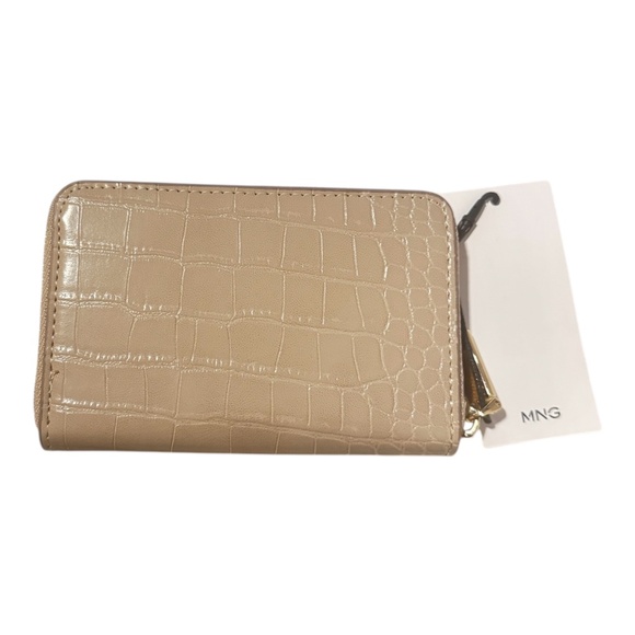Mango Medium Croc-Effect Wallet – Sand Faux Leather, Triple Compartment, NWT - Picture 5 of 5